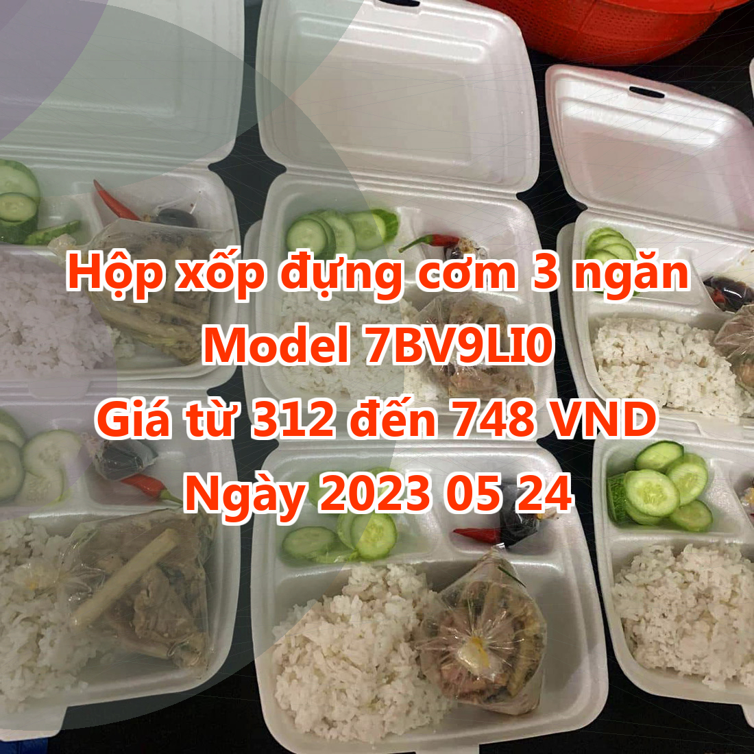 Hộp xốp đựng cơm 3 ngăn - Model 7BV9LI0