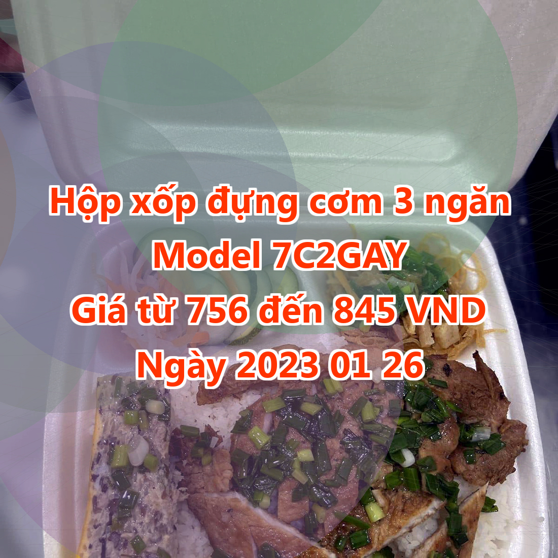 Hộp xốp đựng cơm 3 ngăn - Model 7C2GAY