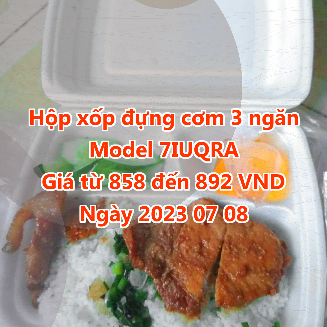 Hộp xốp đựng cơm 3 ngăn - Model 7IUQRA - Giá 858 VND