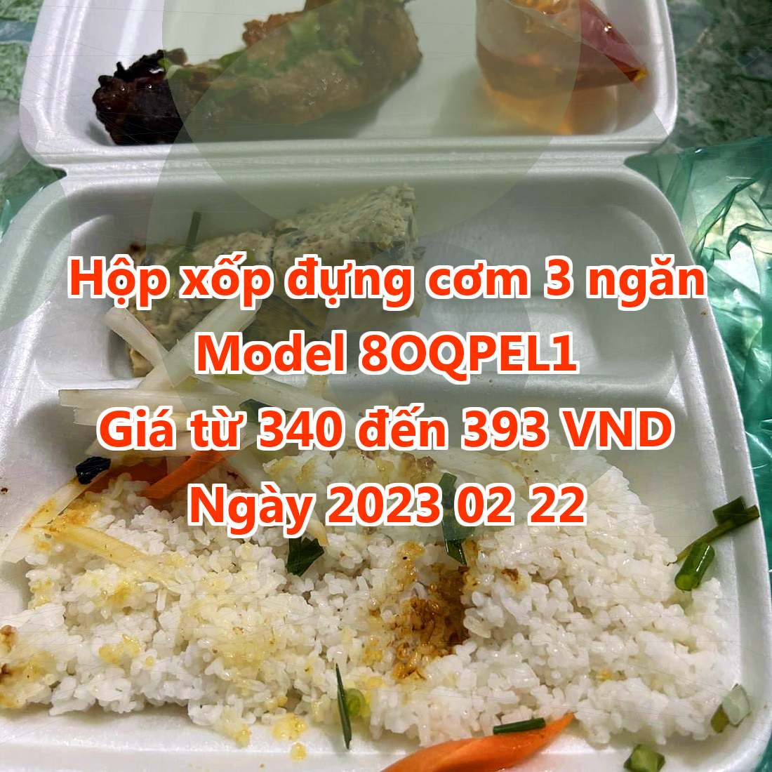 Hộp xốp đựng cơm 3 ngăn - Model 8OQPEL1