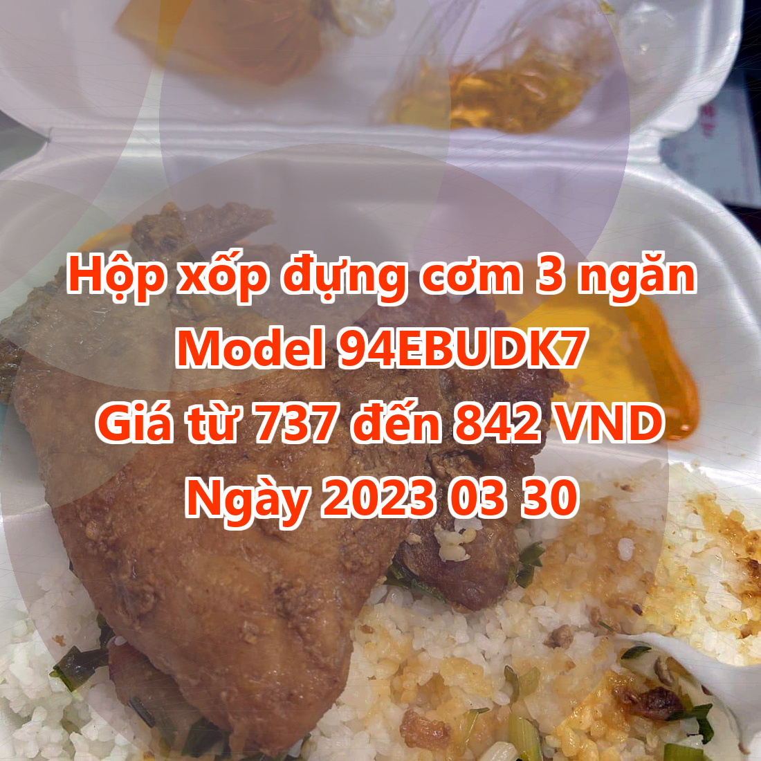 Hộp xốp đựng cơm 3 ngăn - Model 94EBUDK7