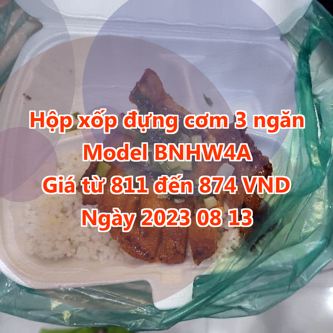 Hộp xốp đựng cơm 3 ngăn - Model BNHW4A