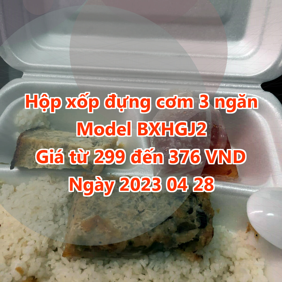 Hộp xốp đựng cơm 3 ngăn - Model BXHGJ2