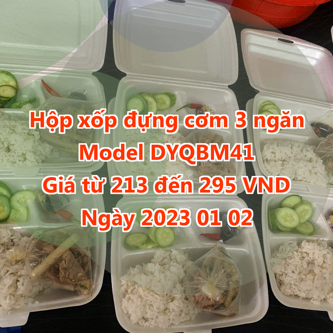 Hộp xốp đựng cơm 3 ngăn - Model DYQBM41