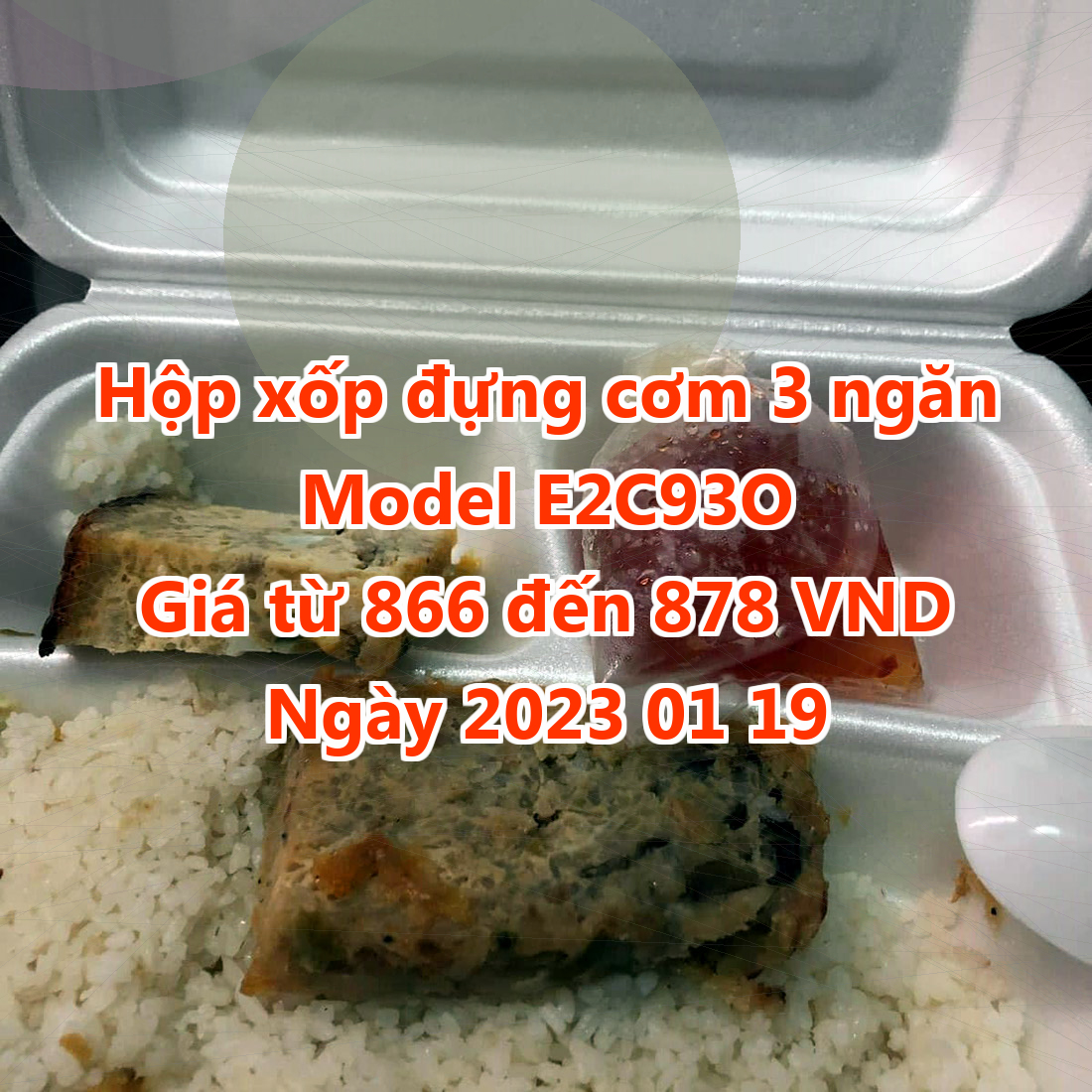 Hộp xốp đựng cơm 3 ngăn - Model E2C93O