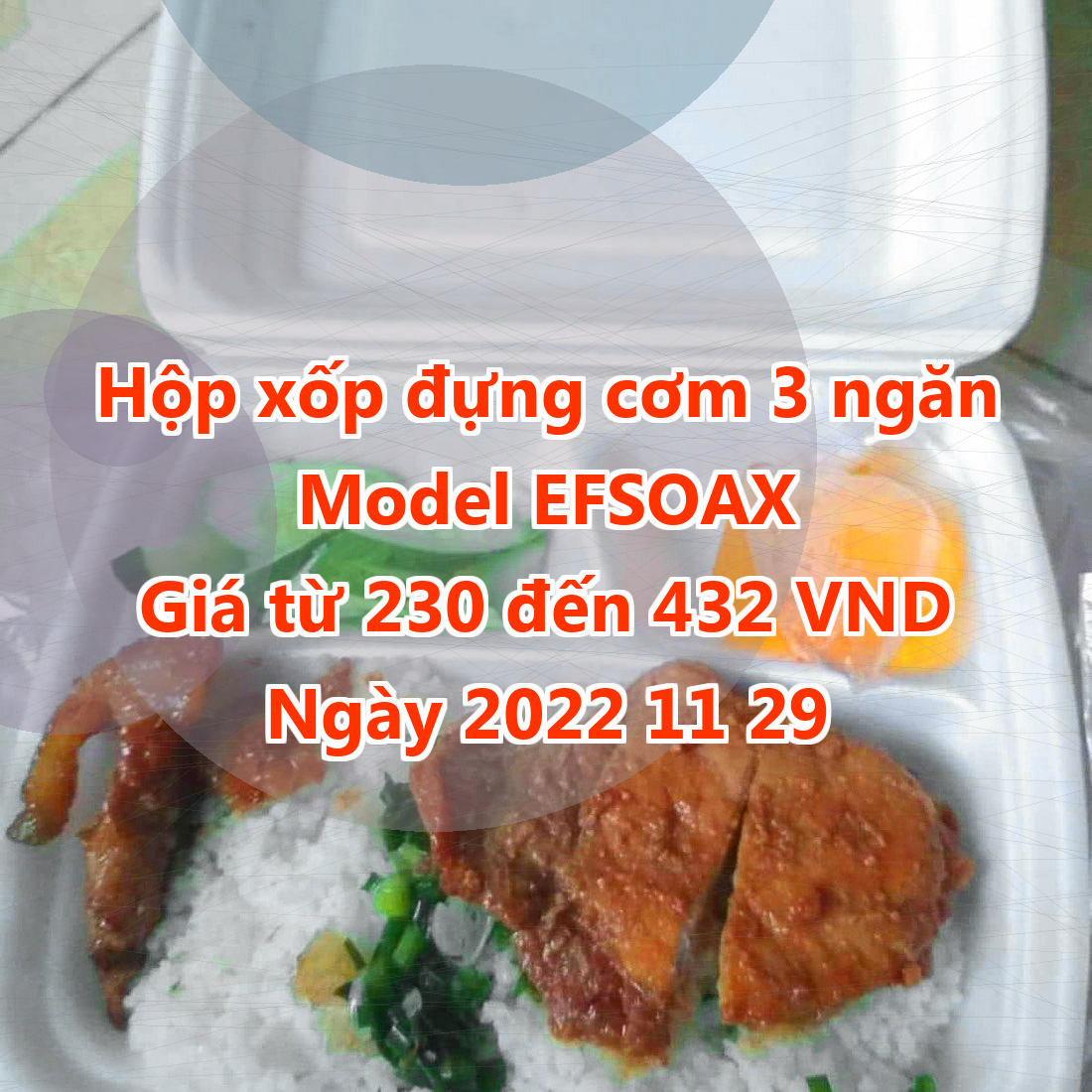 Hộp xốp đựng cơm 3 ngăn - Model EFSOAX