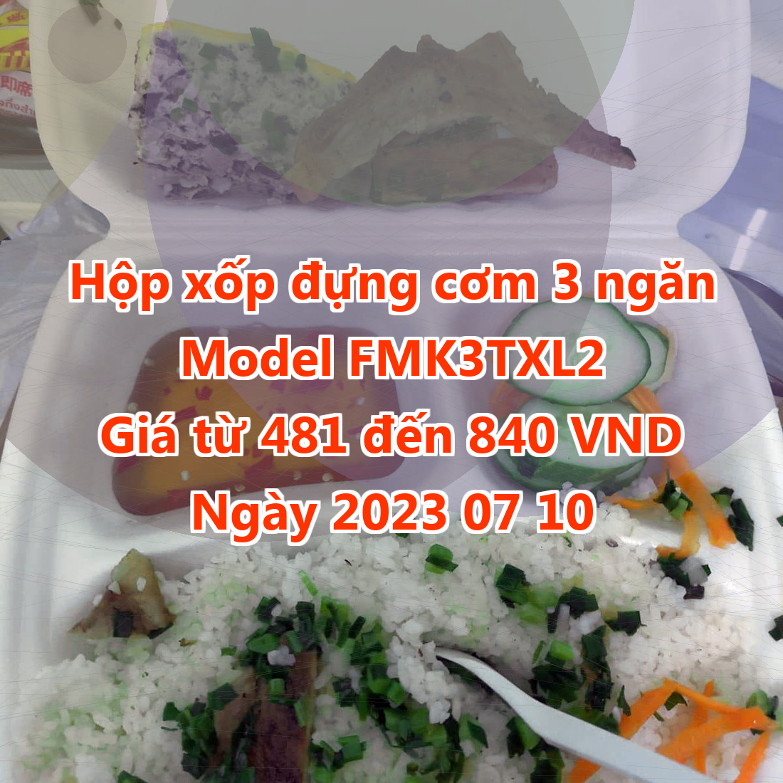 Hộp xốp đựng cơm 3 ngăn - Model FMK3TXL2