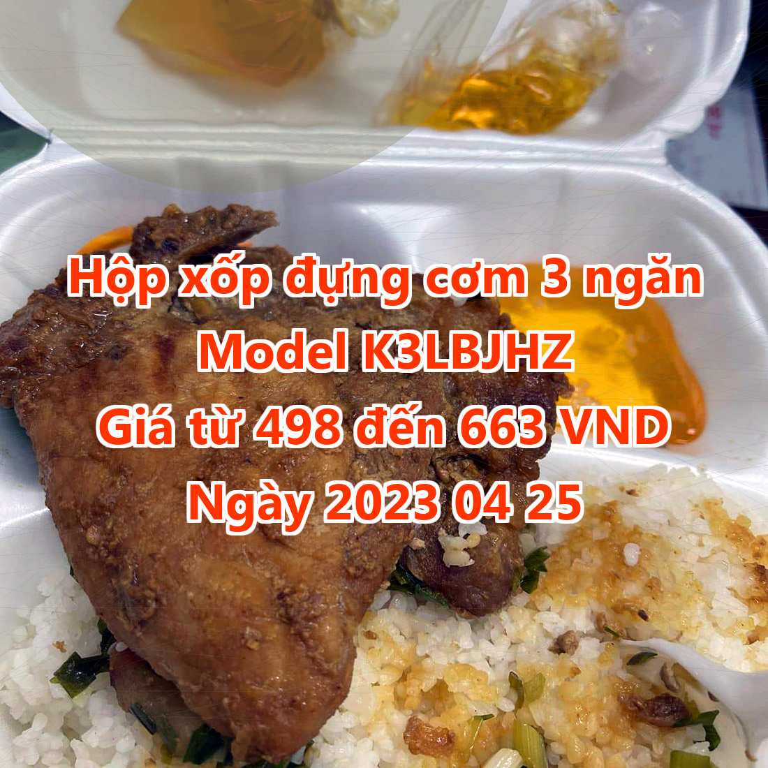 Hộp xốp đựng cơm 3 ngăn - Model K3LBJHZ