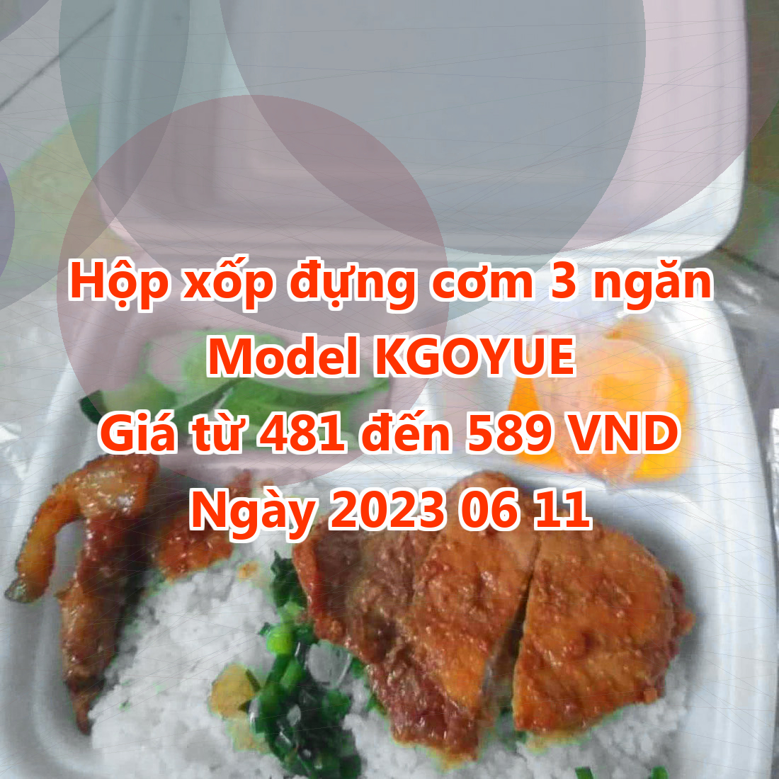 Hộp xốp đựng cơm 3 ngăn - Model KGOYUE - Màu Pink