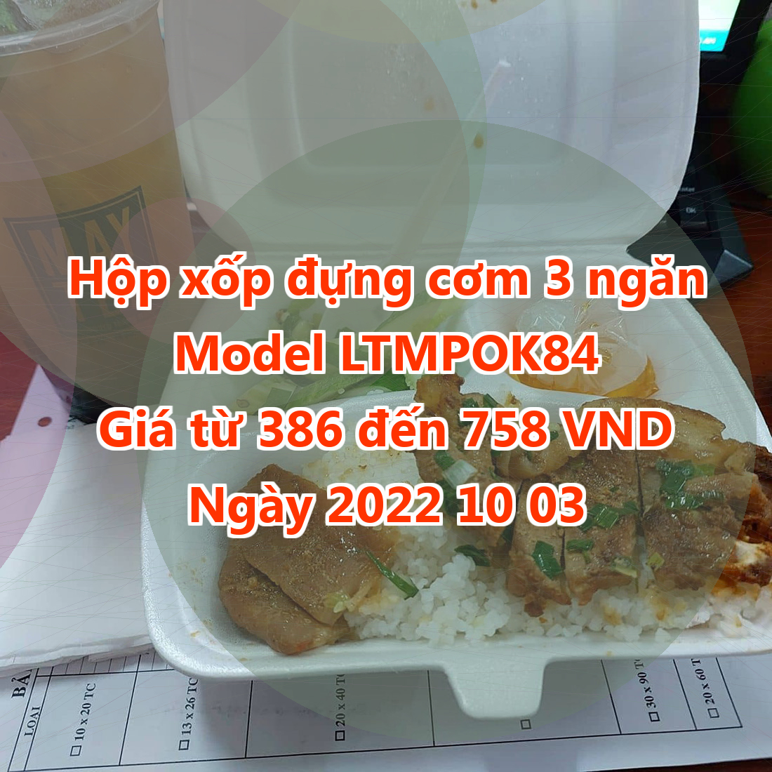 Hộp xốp đựng cơm 3 ngăn - Model LTMPOK84