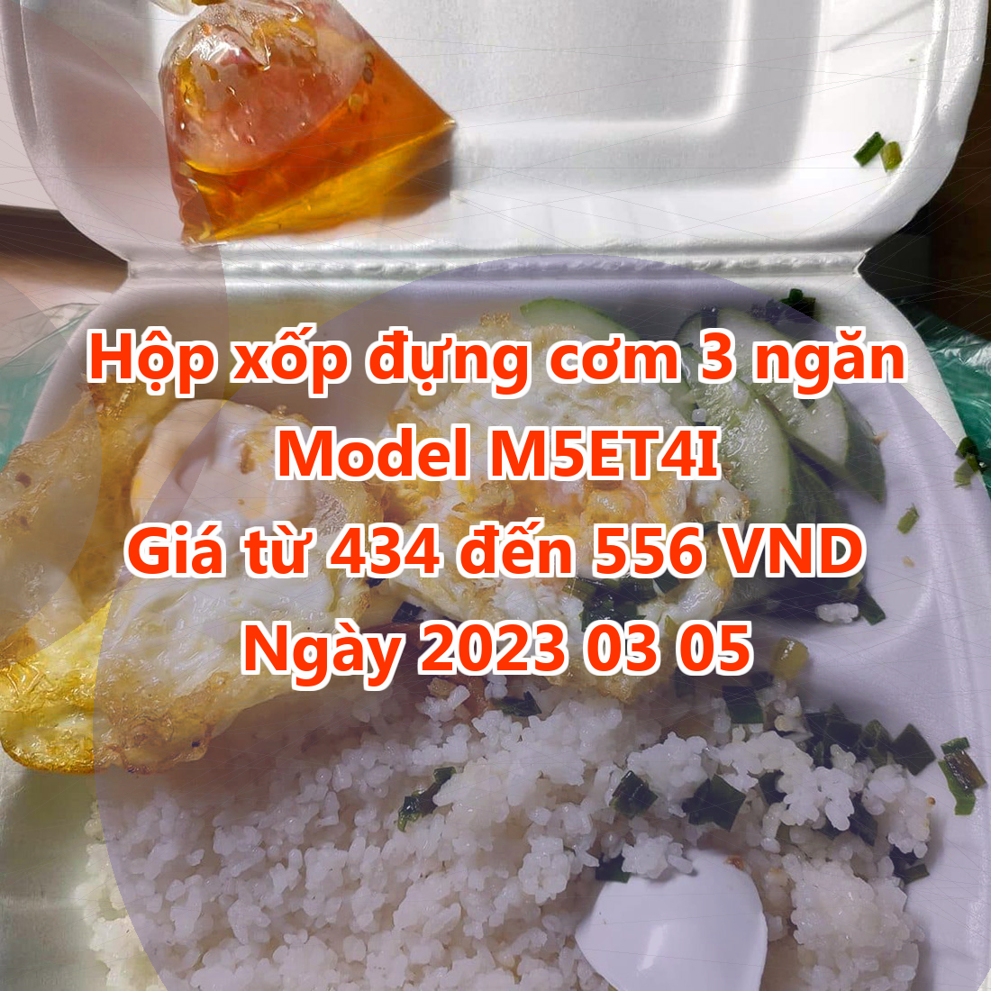 Hộp xốp đựng cơm 3 ngăn - Model M5ET4I