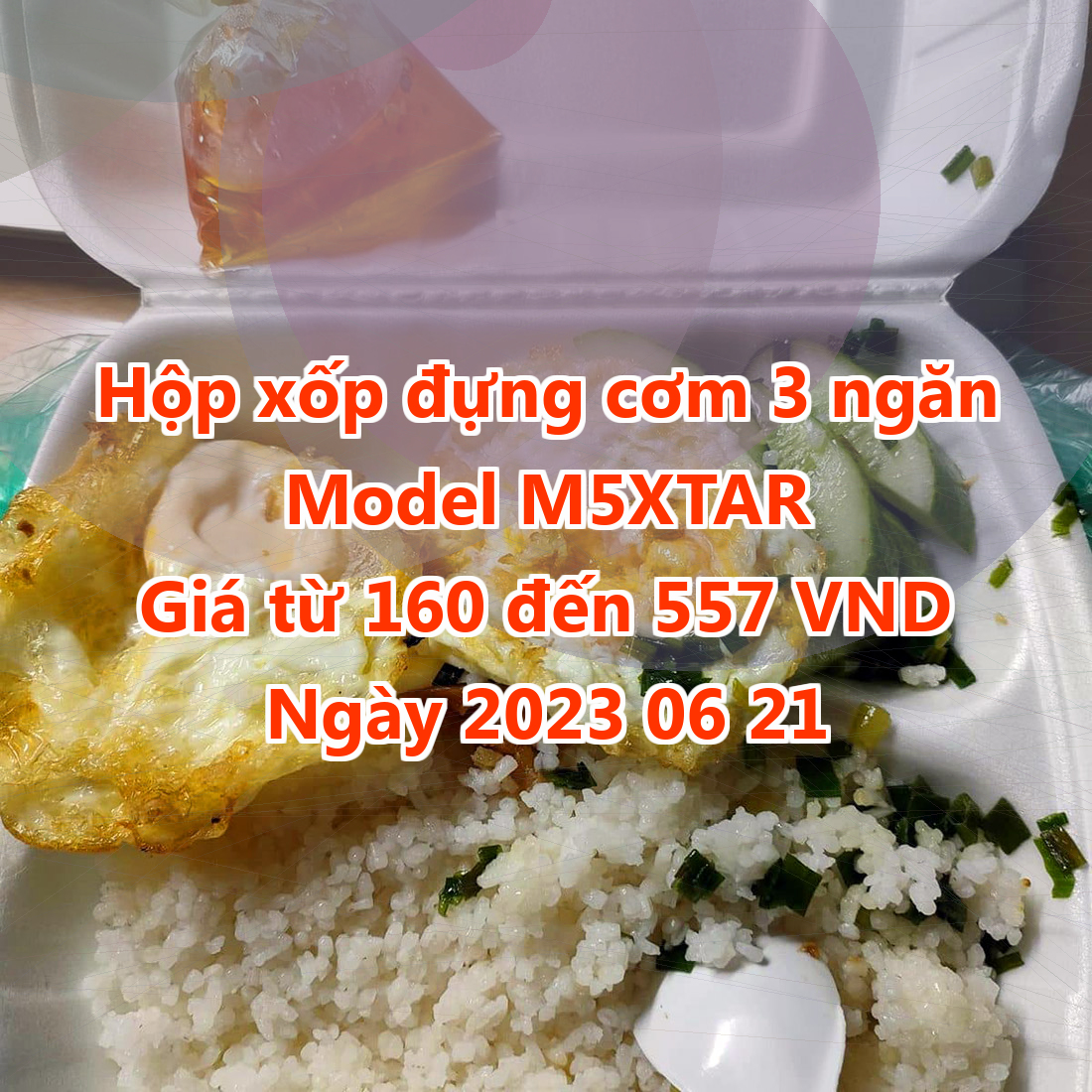 Hộp xốp đựng cơm 3 ngăn - Model M5XTAR