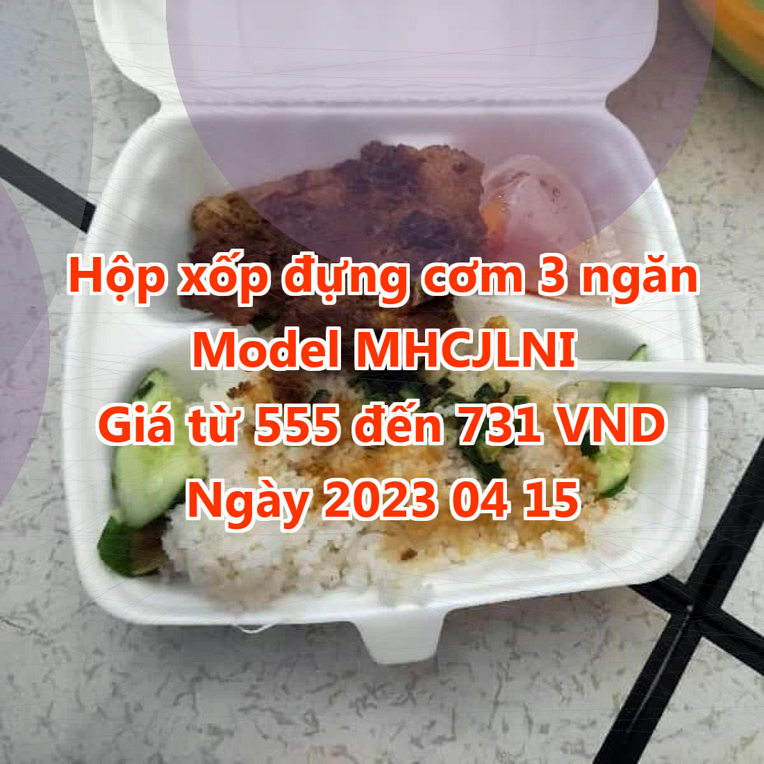 Hộp xốp đựng cơm 3 ngăn - Model MHCJLNI - Màu Dark Cyan