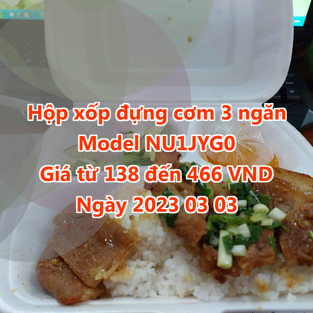 Hộp xốp đựng cơm 3 ngăn - Model NU1JYG0