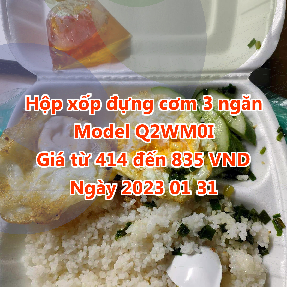 Hộp xốp đựng cơm 3 ngăn - Model Q2WM0I