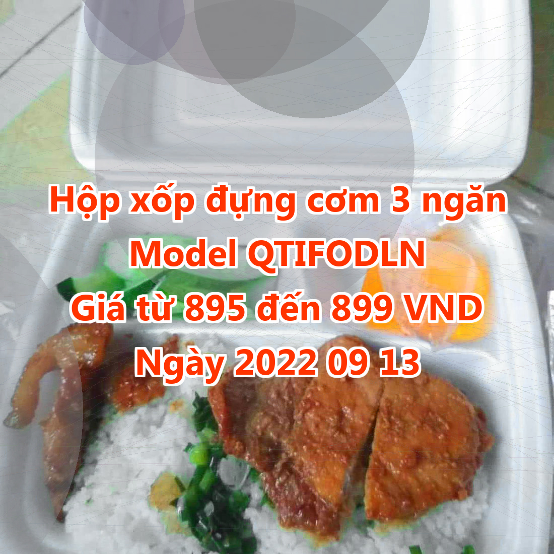 Hộp xốp đựng cơm 3 ngăn - Model QTIFODLN