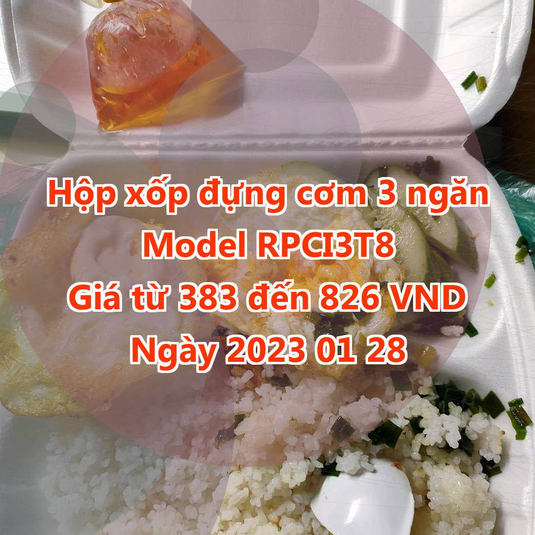 Hộp xốp đựng cơm 3 ngăn - Model RPCI3T8