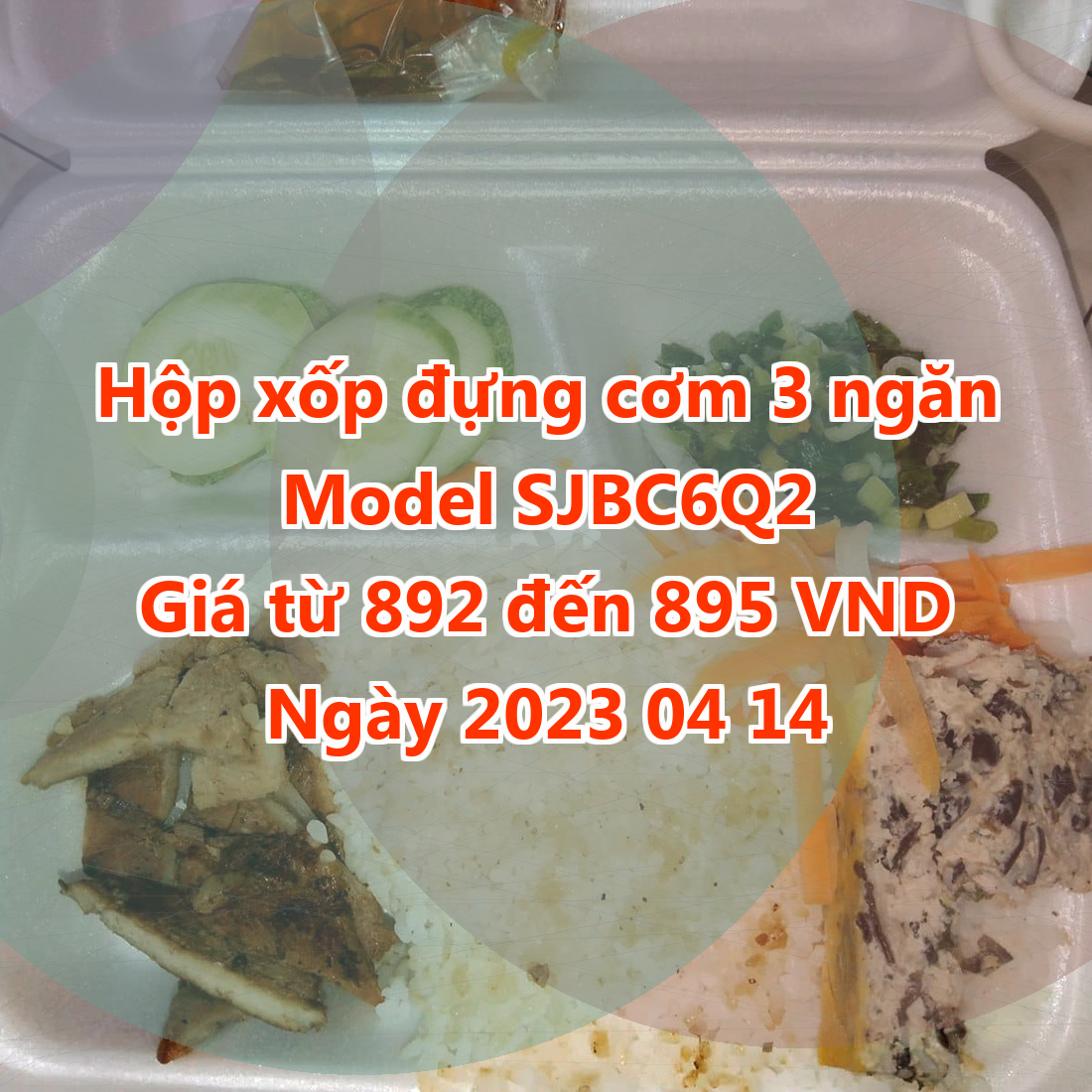 Hộp xốp đựng cơm 3 ngăn - Model SJBC6Q2