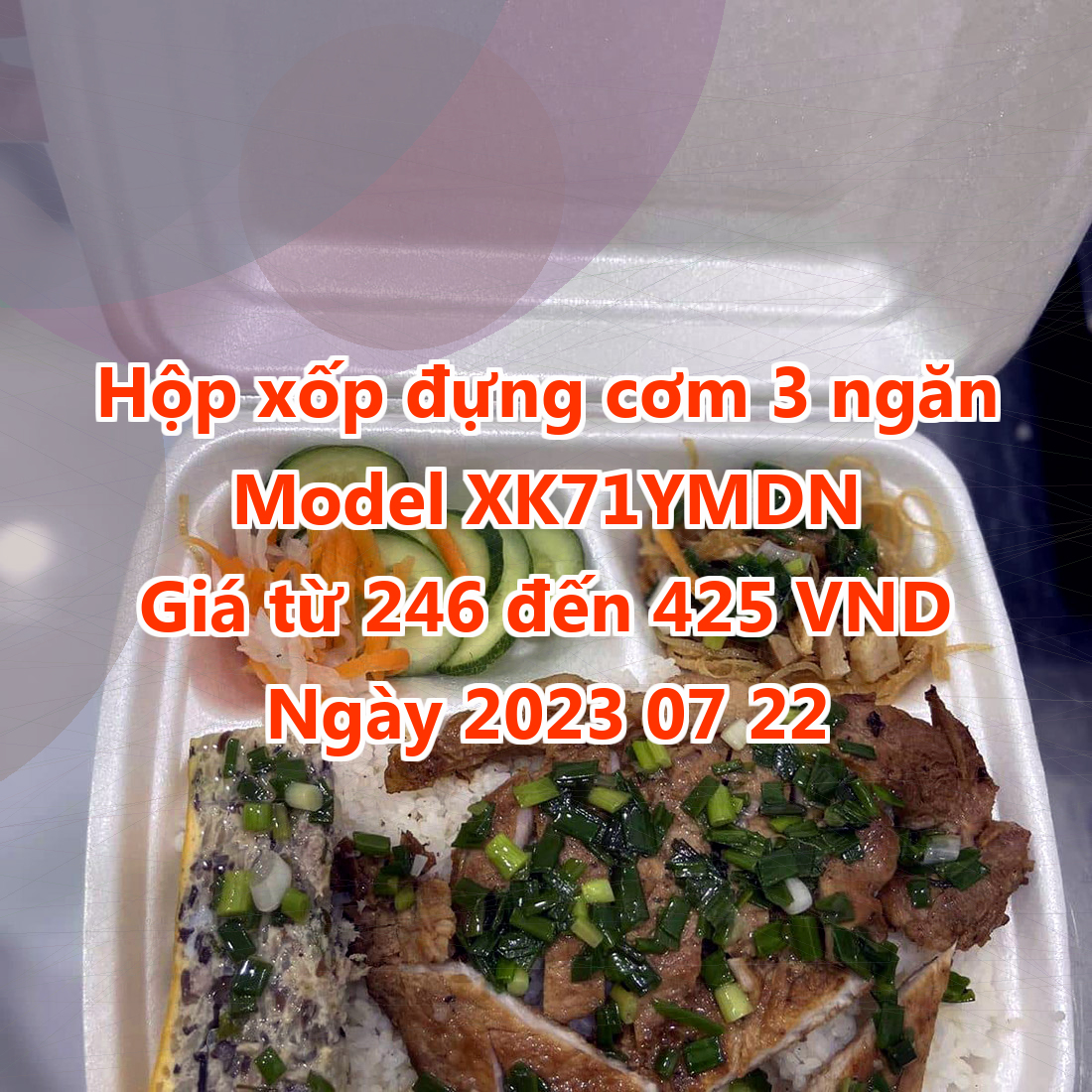 Hộp xốp đựng cơm 3 ngăn - Model XK71YMDN - Màu Cornsilk