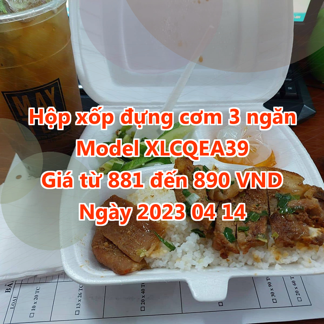 Hộp xốp đựng cơm 3 ngăn - Model XLCQEA39