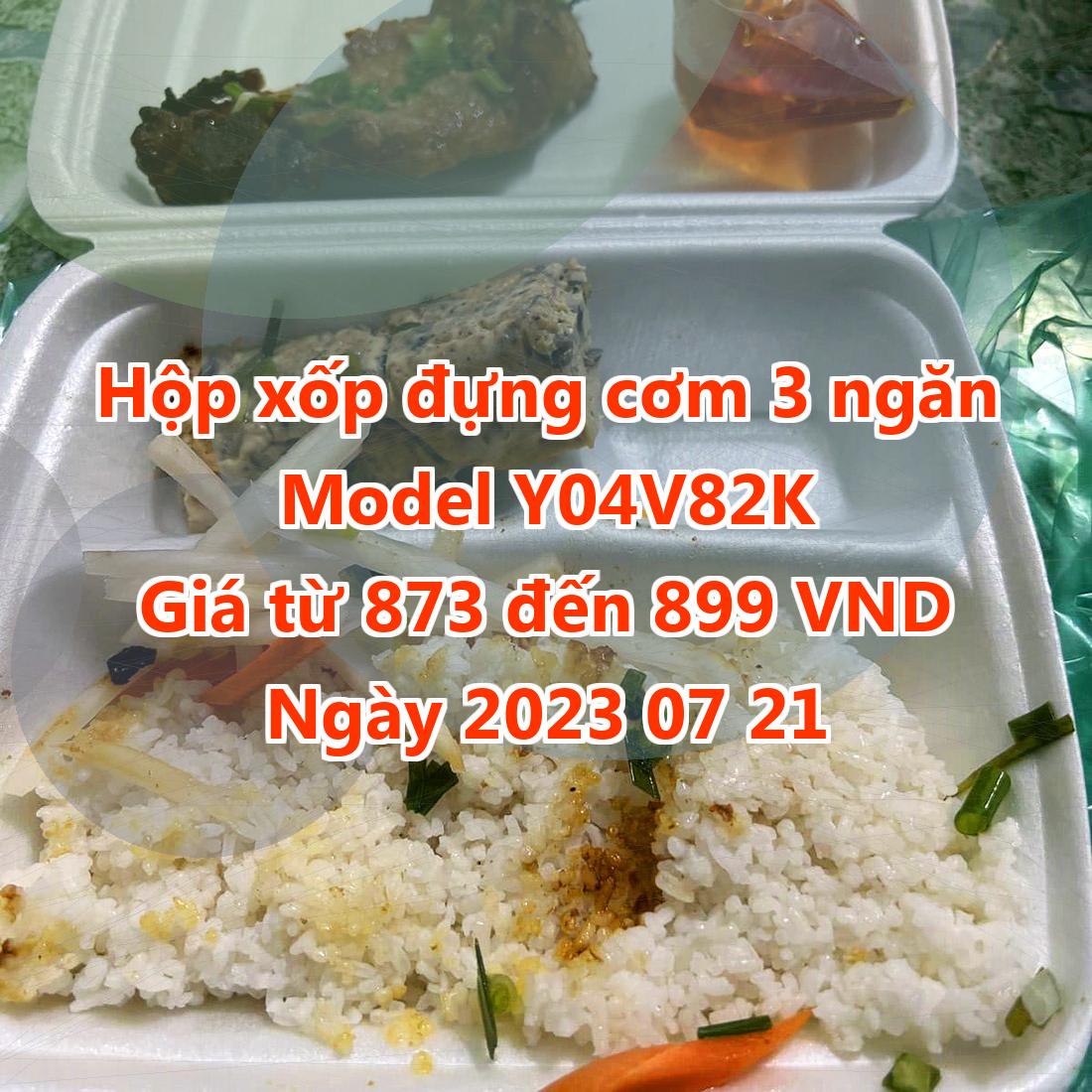 Hộp xốp đựng cơm 3 ngăn - Model Y04V82K - Giá 873 VND