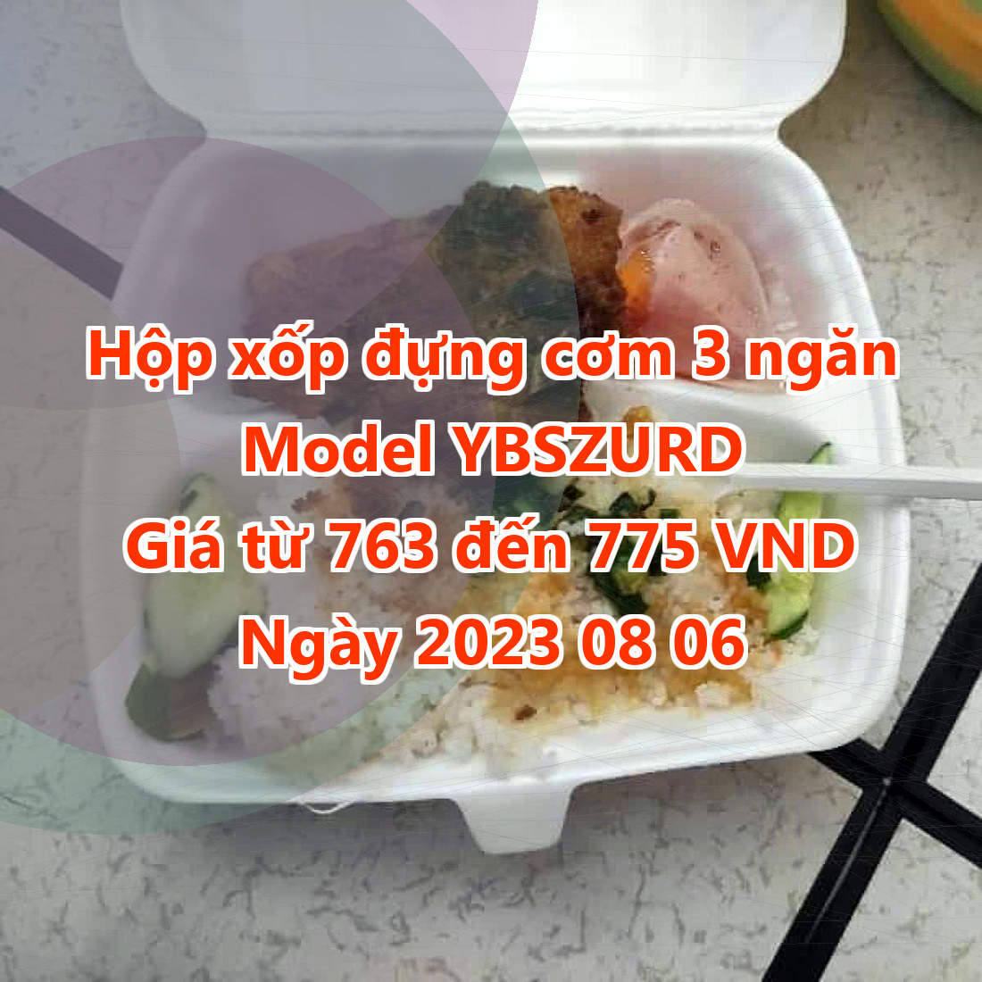 Hộp xốp đựng cơm 3 ngăn - Model YBSZURD - Màu Dark Slate Gray