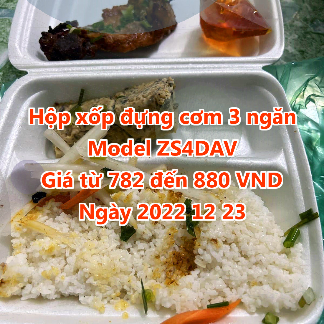 Hộp xốp đựng cơm 3 ngăn - Model ZS4DAV