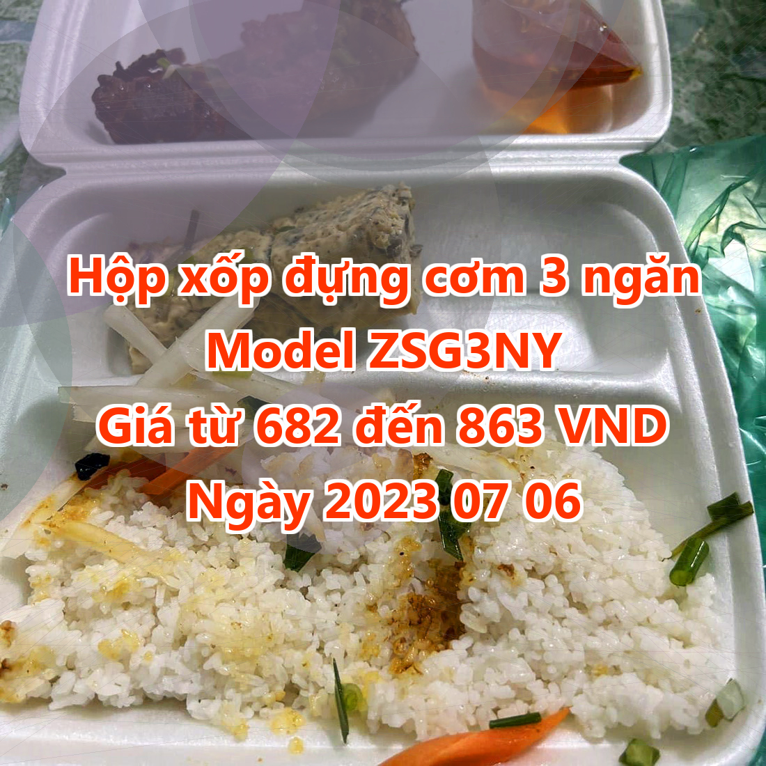 Hộp xốp đựng cơm 3 ngăn - Model ZSG3NY