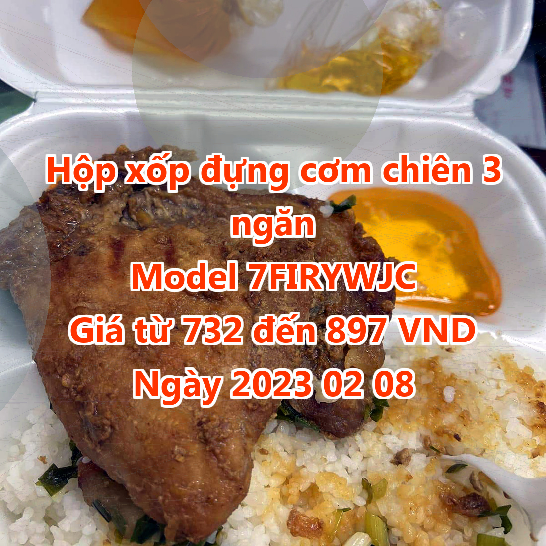 Hộp xốp đựng cơm chiên 3 ngăn - Model 7FIRYWJC