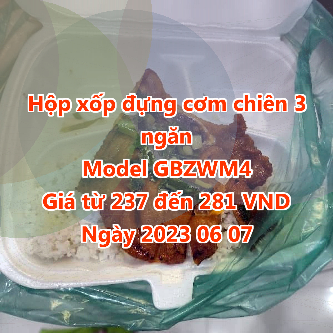 Hộp xốp đựng cơm chiên 3 ngăn - Model GBZWM4