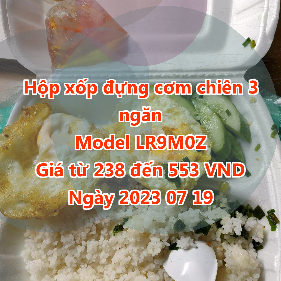 Hộp xốp đựng cơm chiên 3 ngăn - Model LR9M0Z