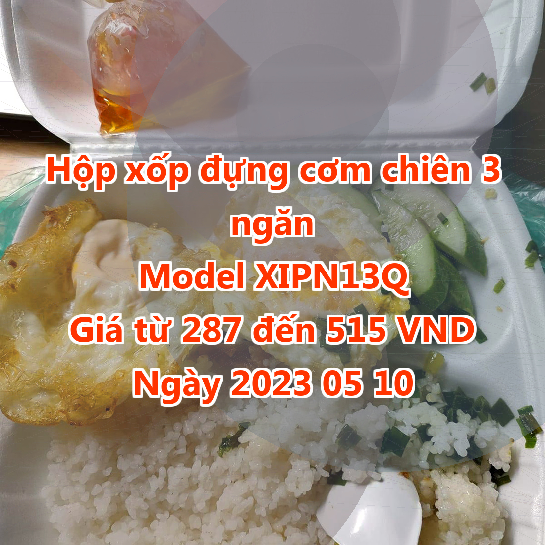 Hộp xốp đựng cơm chiên 3 ngăn - Model XIPN13Q - Màu Old Lace