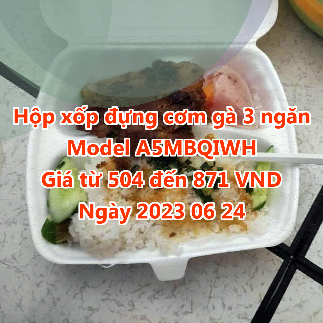 Hộp xốp đựng cơm gà 3 ngăn - Model A5MBQIWH