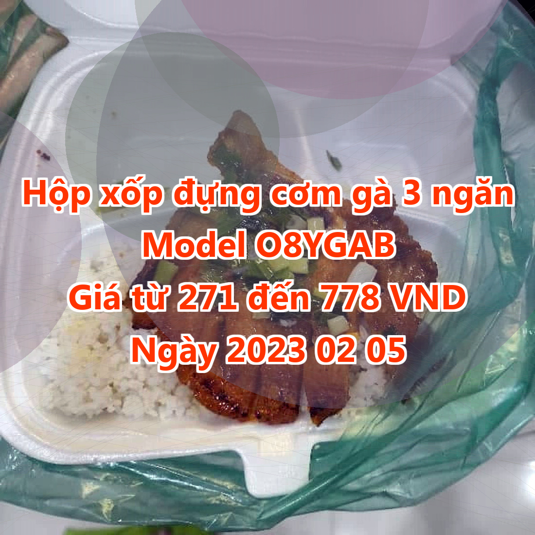 Hộp xốp đựng cơm gà 3 ngăn - Model O8YGAB