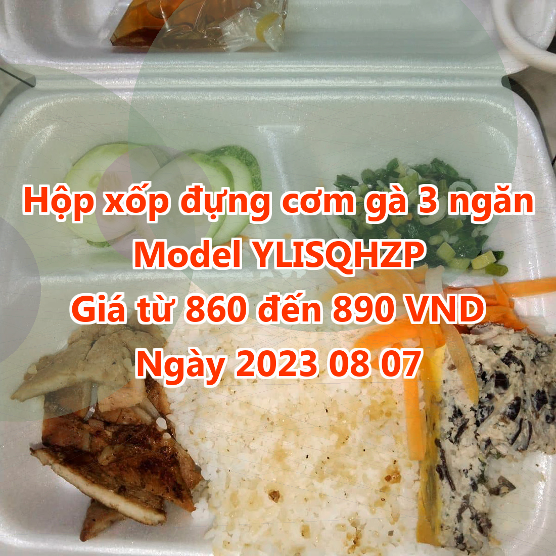 Hộp xốp đựng cơm gà 3 ngăn - Model YLISQHZP