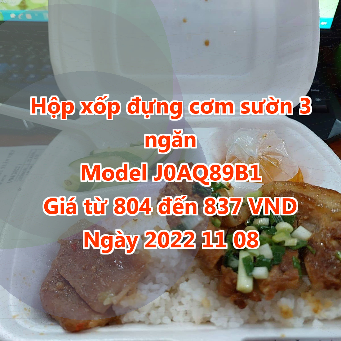 Hộp xốp đựng cơm sườn 3 ngăn - Model J0AQ89B1