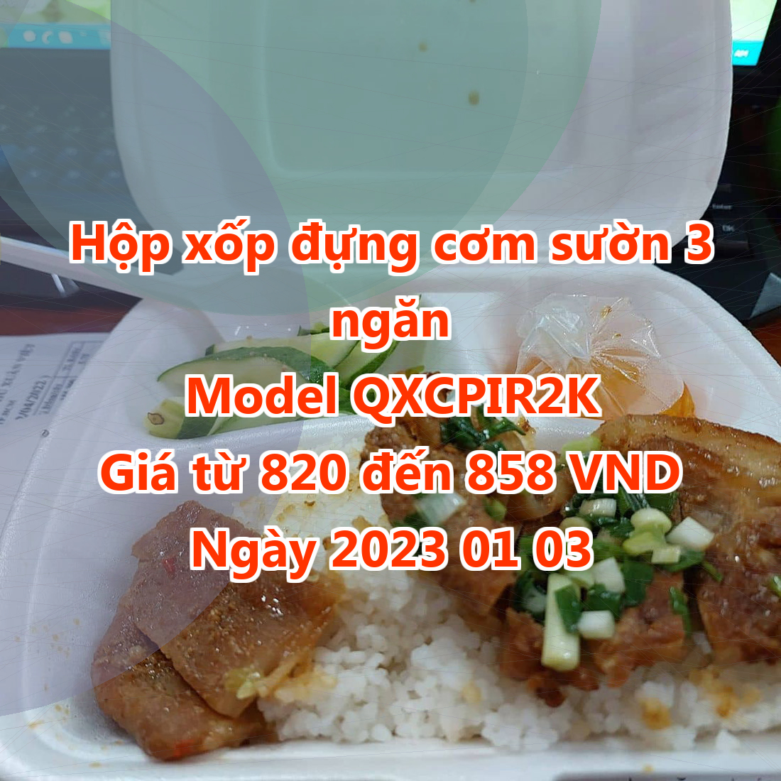 Hộp xốp đựng cơm sườn 3 ngăn - Model QXCPIR2K