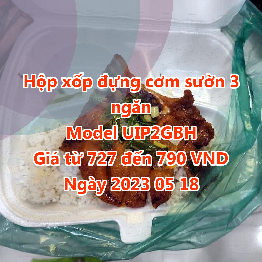 Hộp xốp đựng cơm sườn 3 ngăn - Model UIP2GBH - Màu Dark Golden Rod