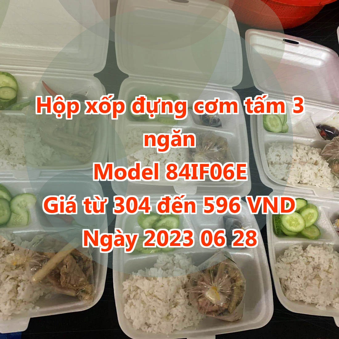 Hộp xốp đựng cơm tấm 3 ngăn - Model 84IF06E