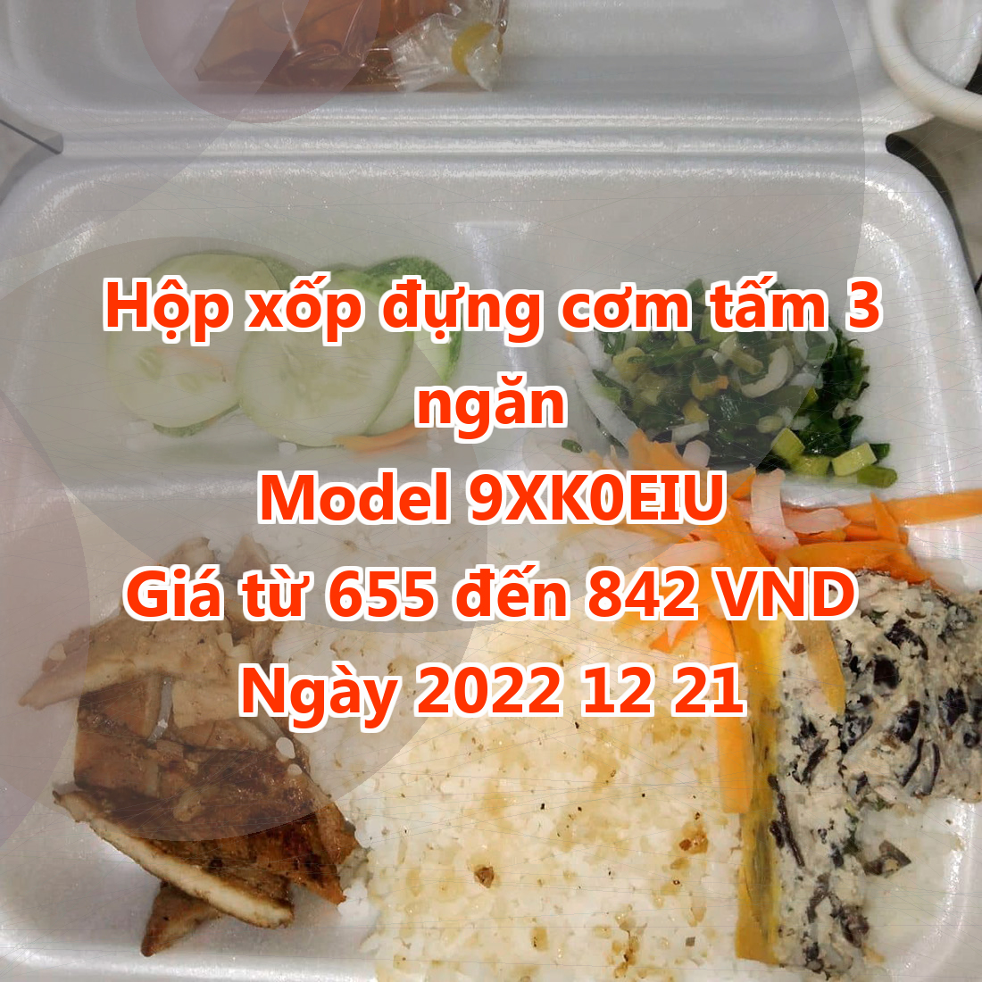 Hộp xốp đựng cơm tấm 3 ngăn - Model 9XK0EIU