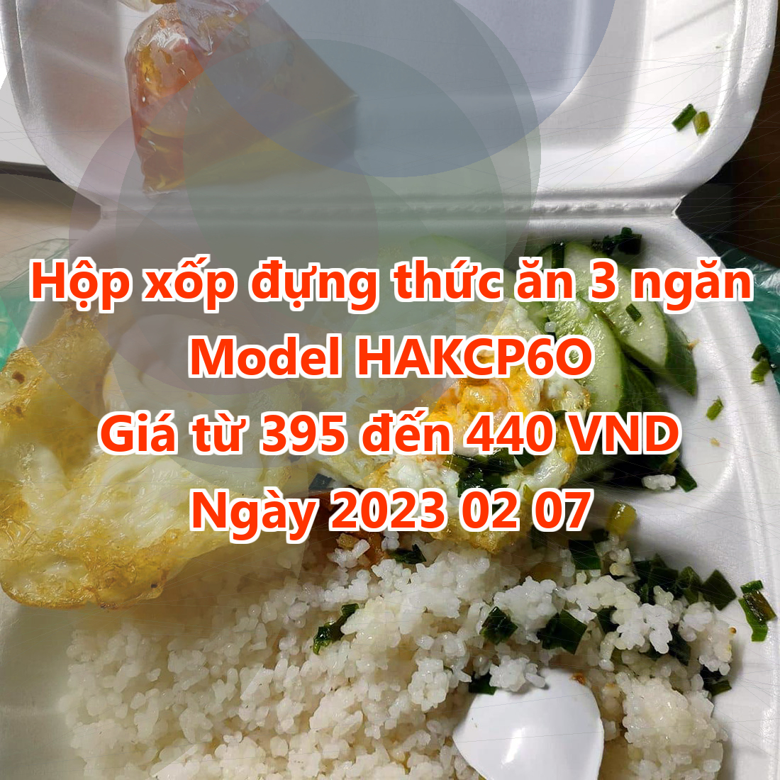 Hộp xốp đựng thức ăn 3 ngăn - Model HAKCP6O