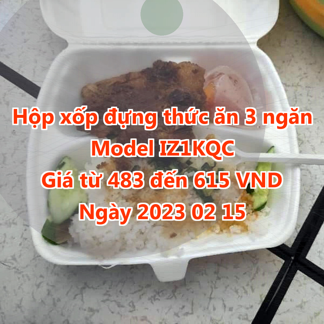 Hộp xốp đựng thức ăn 3 ngăn - Model IZ1KQC