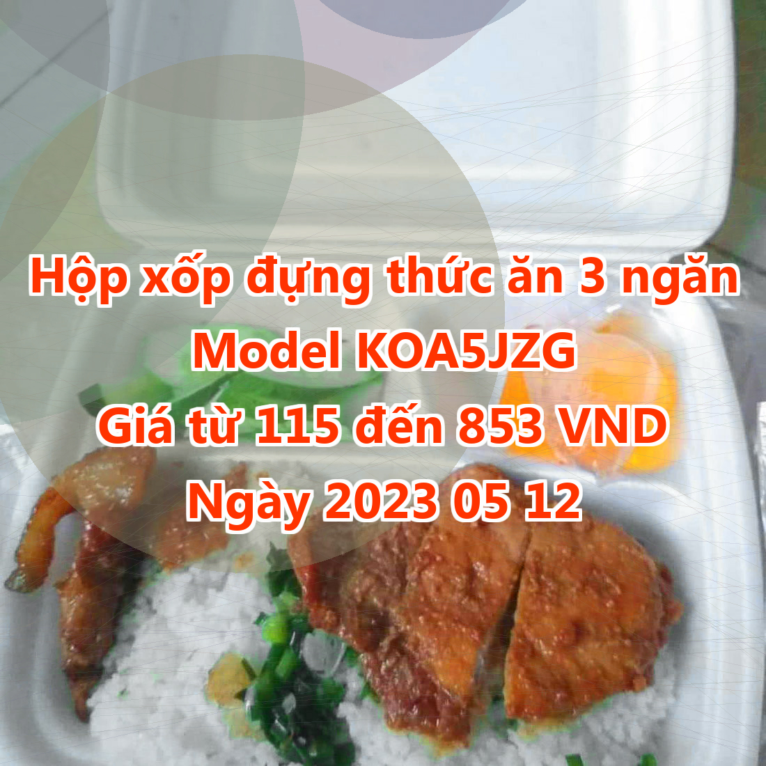 Hộp xốp đựng thức ăn 3 ngăn - Model KOA5JZG