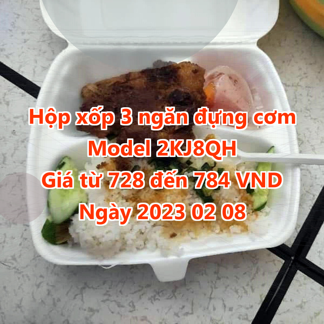 Hộp xốp 3 ngăn đựng cơm - Model 2KJ8QH - Màu Floral White