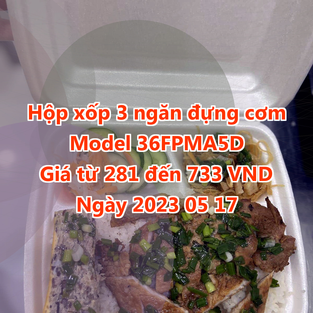 Hộp xốp 3 ngăn đựng cơm - Model 36FPMA5D