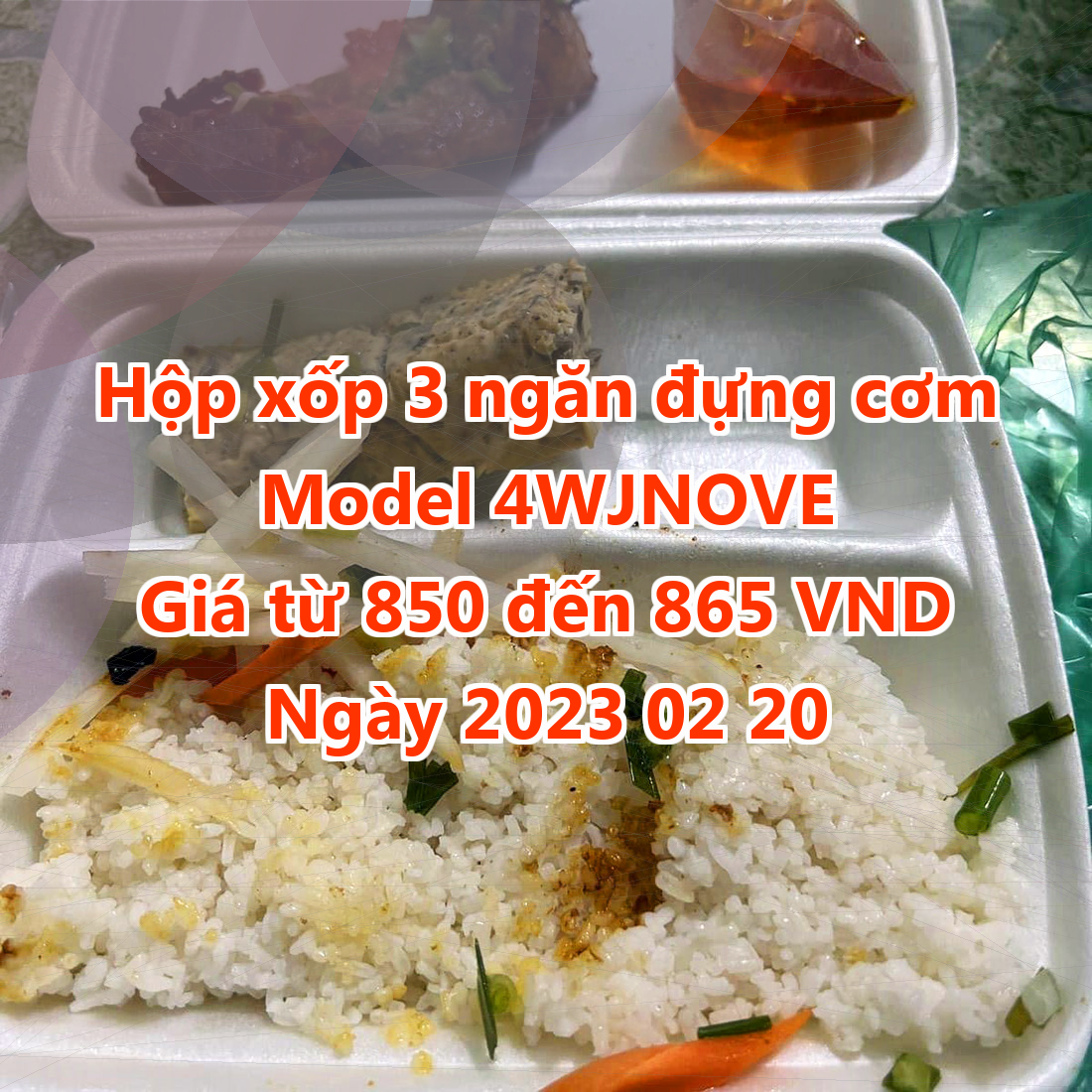 Hộp xốp 3 ngăn đựng cơm - Model 4WJNOVE