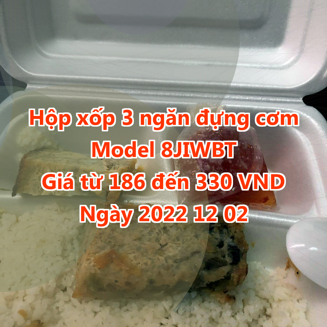 Hộp xốp 3 ngăn đựng cơm - Model 8JIWBT