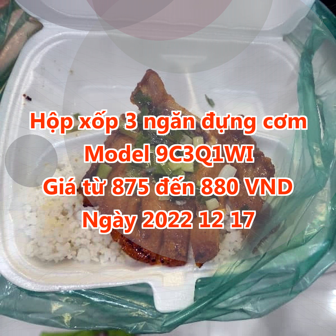 Hộp xốp 3 ngăn đựng cơm - Model 9C3Q1WI