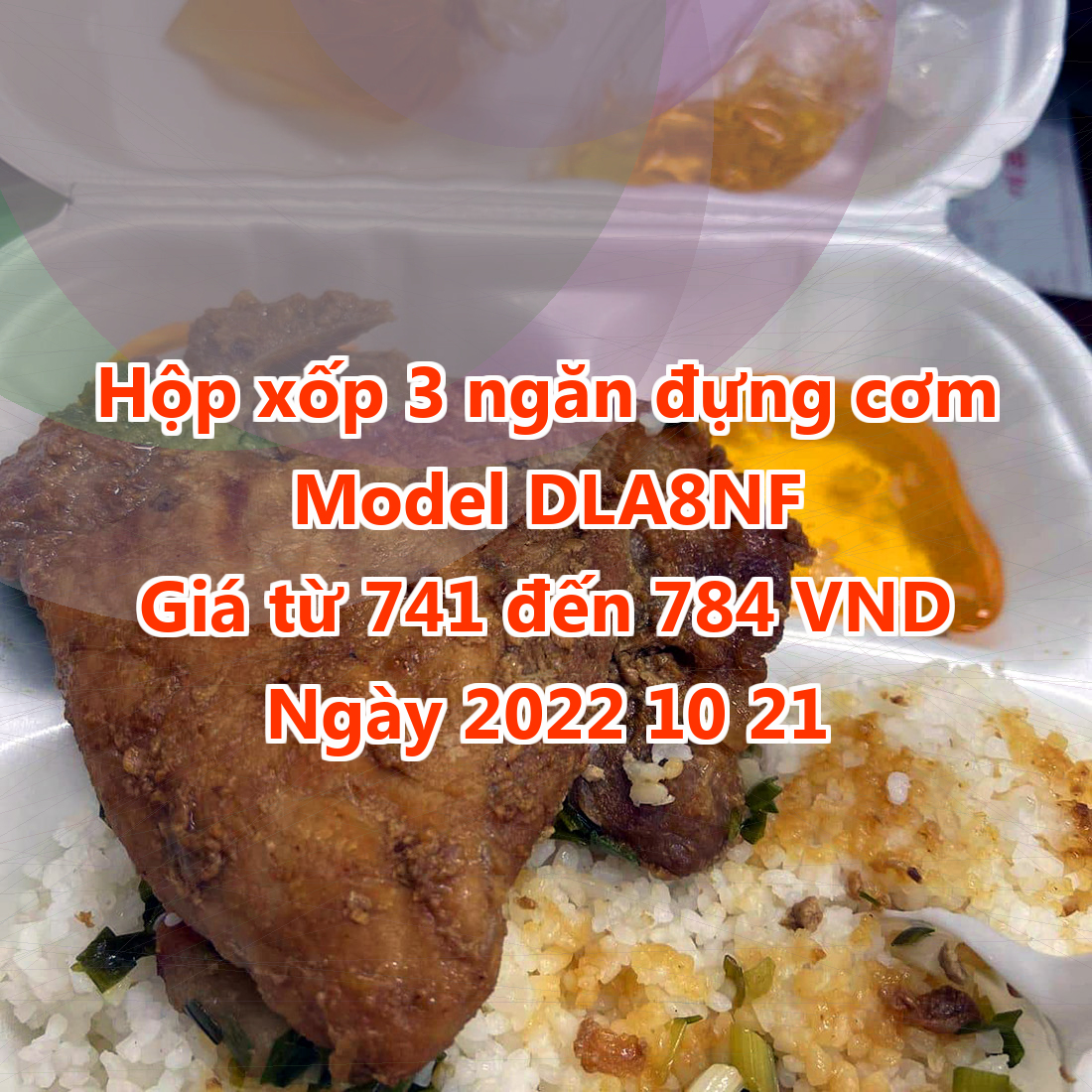 Hộp xốp 3 ngăn đựng cơm - Model DLA8NF