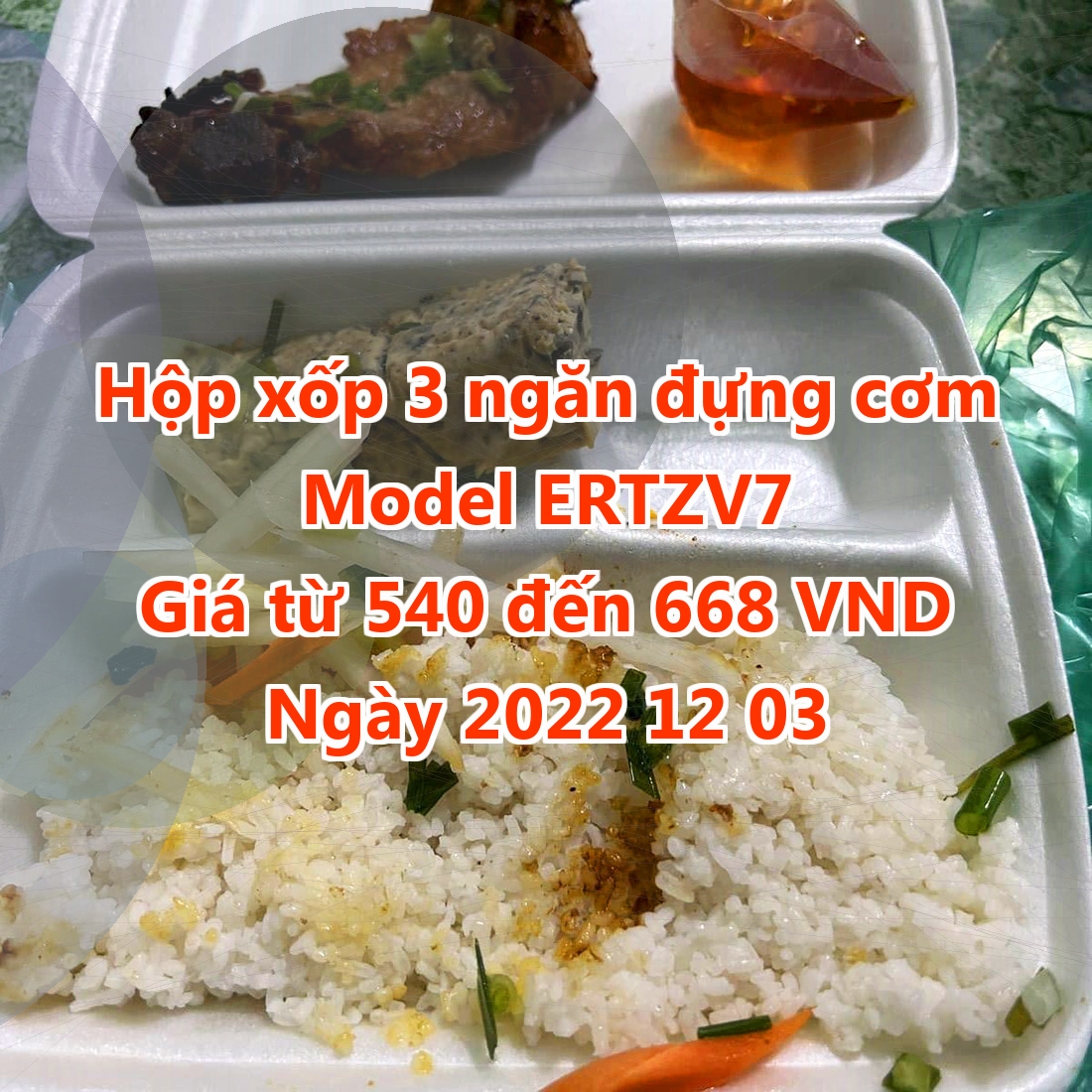 Hộp xốp 3 ngăn đựng cơm - Model ERTZV7